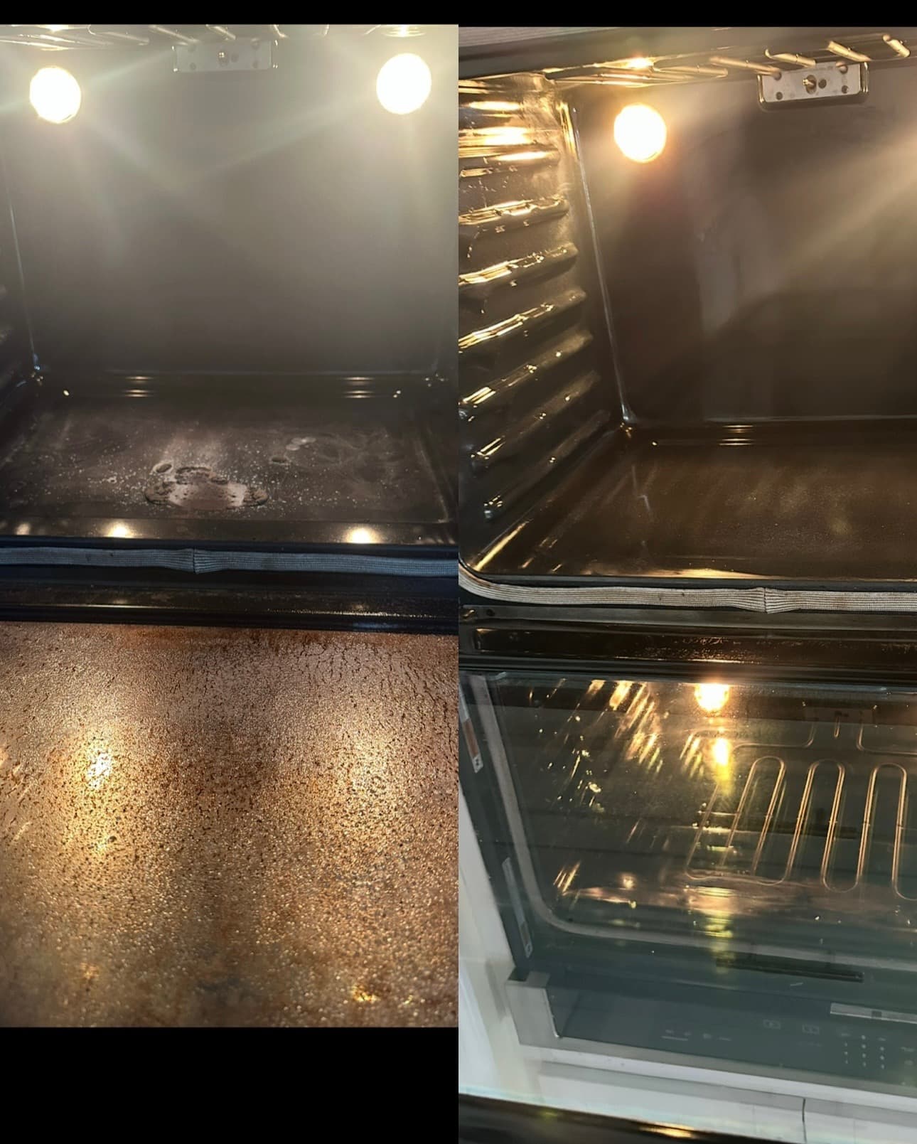 Oven deep cleaning before and after